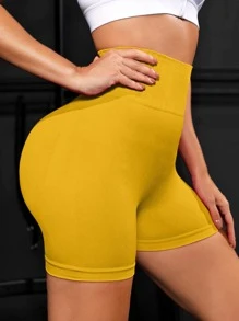 Easithlete Scrunch Butt Tummy Control Sports Shorts Yellow ShortsWomen Sweat Short, Gym Short, Biker Short