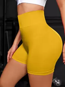 Easithlete Scrunch Butt Tummy Control Sports Shorts Yellow ShortsWomen Sweat Short, Gym Short, Biker Short