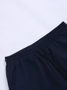 Manfinity Homme Men Flap Pocket Shirt & Drawstring Waist Trousers Without Tee - Navy Blue - View 4