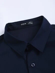 Manfinity Homme Men Flap Pocket Shirt & Drawstring Waist Trousers Without Tee - Navy Blue - View 5