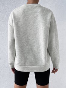 SHEIN Unity Letter Graphic Drop Shoulder Sweatshirt - Grey - View 2
