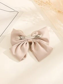 Rhinestone & Bow Decor French Clip - Apricot - View 2