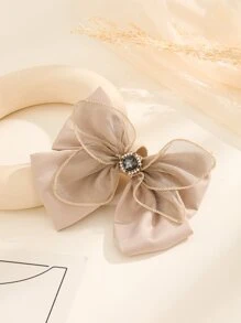 Rhinestone & Bow Decor French Clip - Apricot - View 3