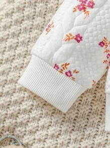 Newborn Baby Boy Floral Print Sweatshirt & Joggers - White - View 6