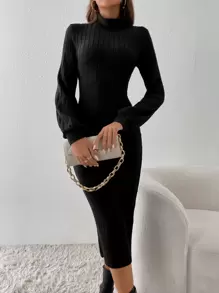 SHEIN Frenchy Đầm màu trơn Giải trí - màu đen - Xem 4