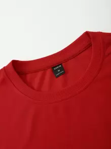 Manfinity EMRG Loose Fit Men Cartoon & Slogan Graphic T-Shirt - Red - View 4