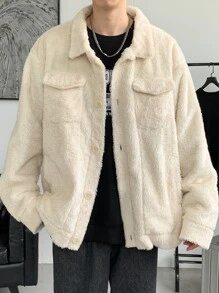 Manfinity Men Flap Pocket Drop Shoulder Jacket - Beige - View 1