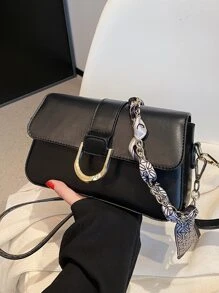 Túi vai màu trơn Có thể điều chỉnh được Đúng mốt - màu đen - Xem 1