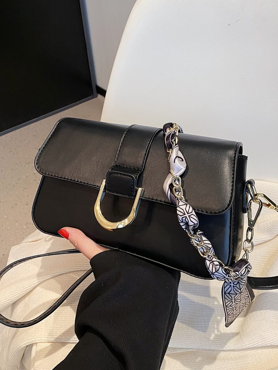 Túi vai màu trơn Có thể điều chỉnh được Đúng mốt - màu đen - Xem 1