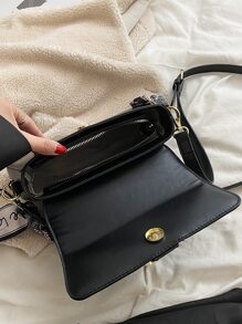 Túi vai màu trơn Có thể điều chỉnh được Đúng mốt - màu đen - Xem 5