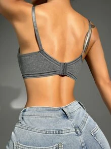 Plain Wireless Bra - Grey - View 2
