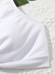 Teen Girls Color Block Twist Bikini Set Summer Beach - Black and White - View 4