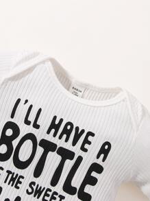 男婴童標語圖案連體衣和運動褲和帽和手套 - 彩色 - 查看 4