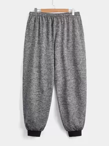 SHEIN Unity Plus Expression Print Drawstring Waist Joggers - Dark Grey - View 2