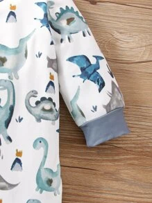 Baby Boy Dinosaur Print Jumpsuit - Multicolor - View 3