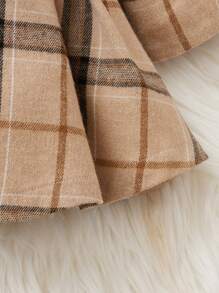 Vestido De Bebé Con Estampado De Cuadros, Ribete De Volantes Y Sombrero - Camel - Ver 5