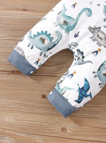 Baby Boy Dinosaur Print Jumpsuit - Multicolor - View 5