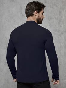 Manfinity Hombres Camisa polo de manga raglán - Azul Marino - Ver 2