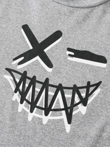 Conjunto de pijama impreso de expresión para niños preadolescentes con ajuste apretado - Multicolor - Ver 5