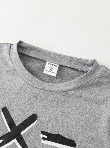 Conjunto de pijama impreso de expresión para niños preadolescentes con ajuste apretado - Multicolor - Ver 8