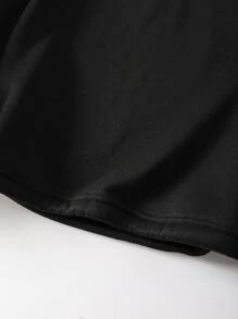 SHEIN EZwear Plus Letter & Floral Print Half Zip Sweatshirt - Black - View 8