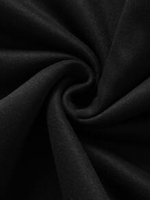 SHEIN EZwear Plus Letter & Floral Print Half Zip Sweatshirt - Black - View 3