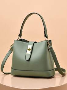 扭鎖頂部單條提帶方包 - 綠色 - 查看 1