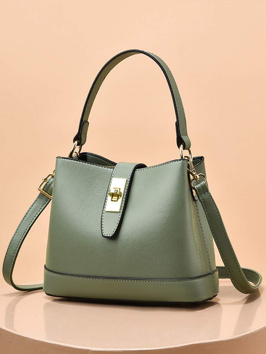 扭鎖頂部單條提帶方包 - 綠色 - 查看 1