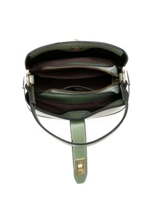 扭鎖頂部單條提帶方包 - 綠色 - 查看 5