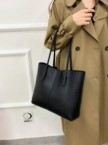 2025 New Vintage Handbag, Women's Fashion Commuter Bag, Multi-Function Large Capacity Shoulder Bag - Black - View 3