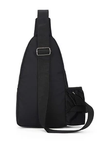 迷你字母圖案單肩包 - 黑色 - 查看 2