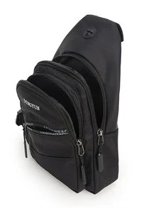 迷你字母圖案單肩包 - 黑色 - 查看 6