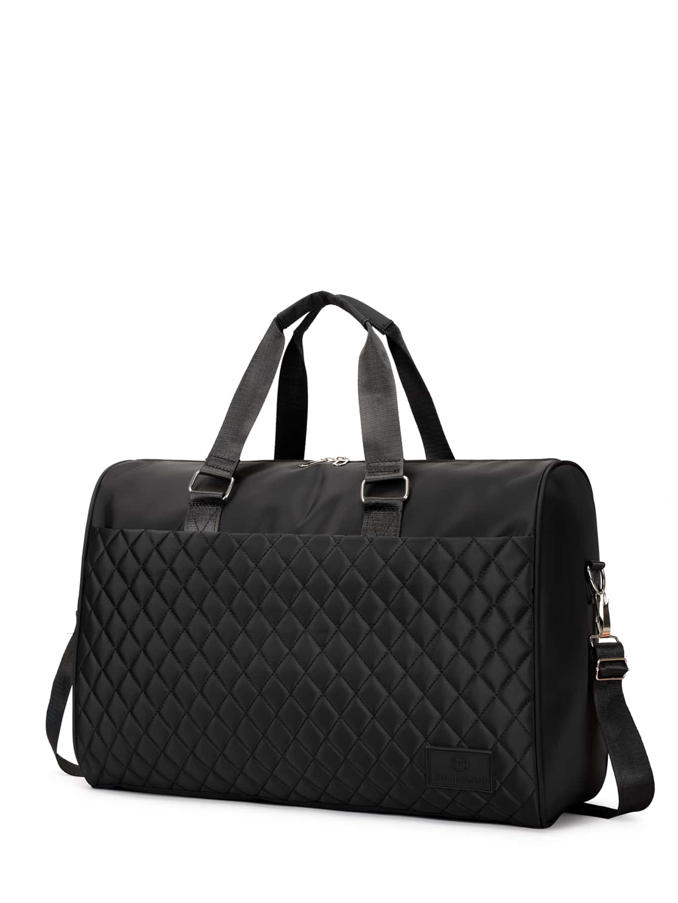 Men Quilted Detail Duffel Bag - Black - View 1