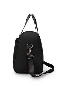 Men Quilted Detail Duffel Bag - Black - View 5