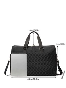 Men Quilted Detail Duffel Bag - Black - View 6