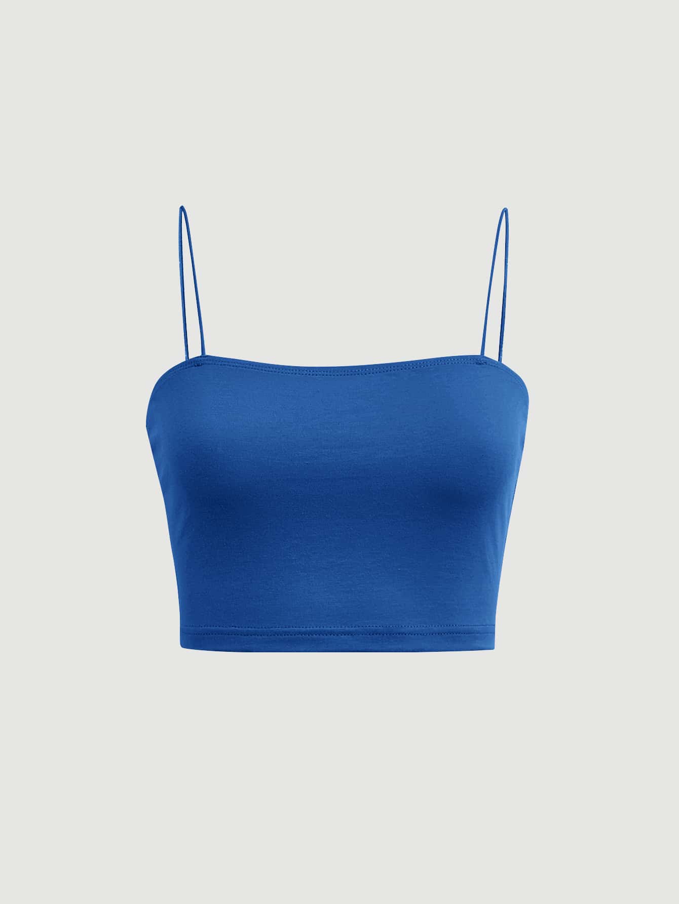 SHEIN MOD Top corto de tirantes unicolor - Azul - Ver 1