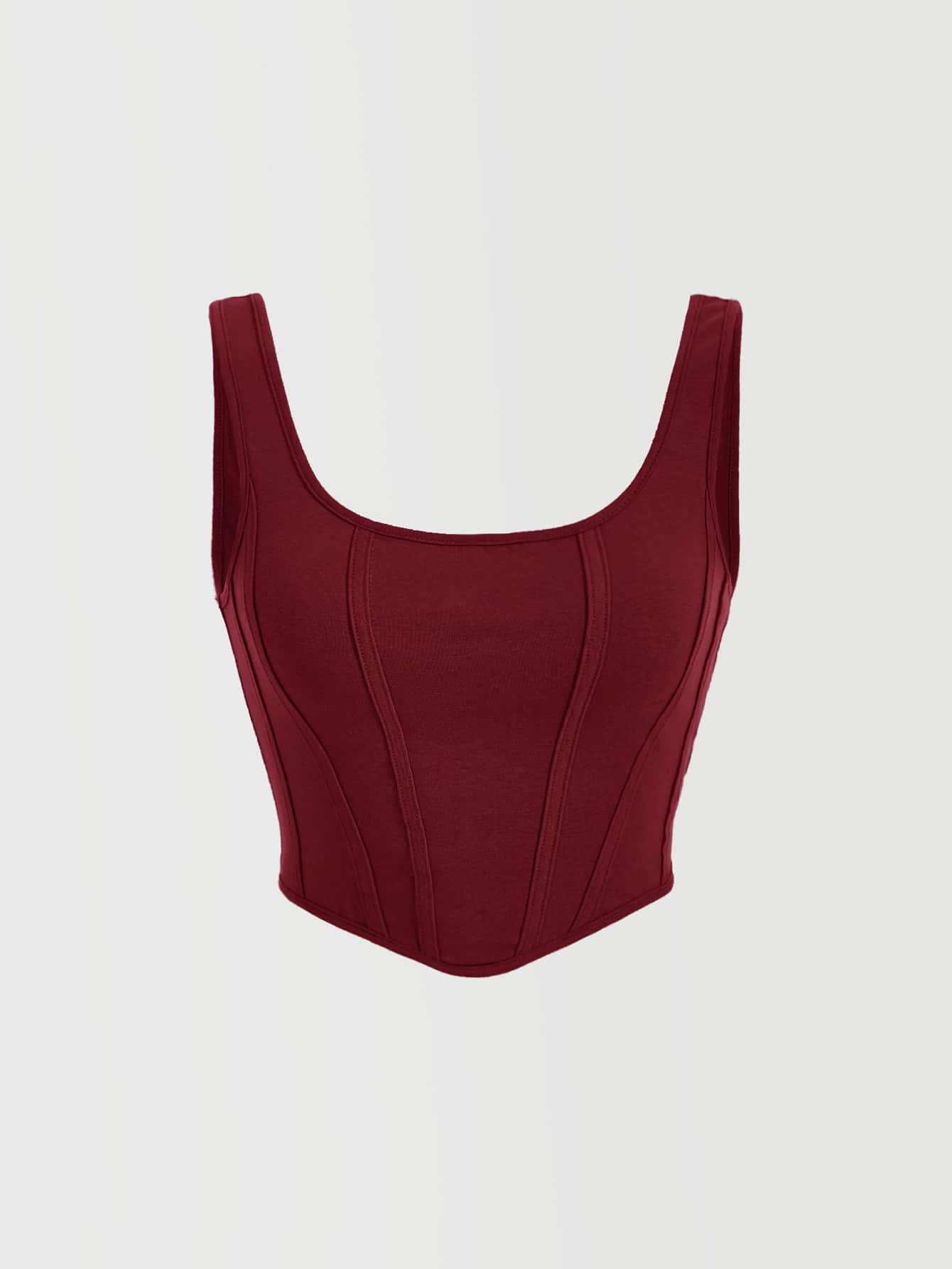 SHEIN MOD Women's Solid Color Asymmetric Hem Cropped Fitted Tank Top Burgundy Red - Burgundy - View 1