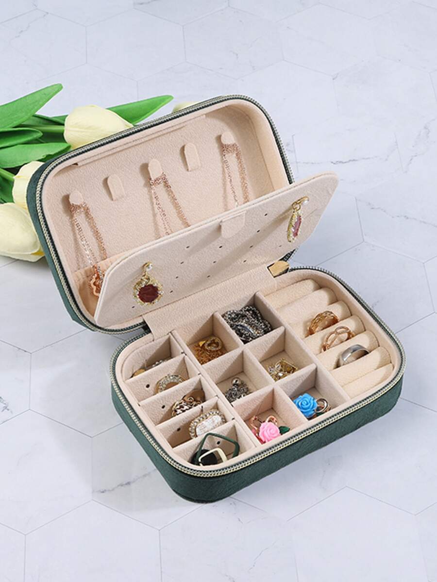 1 cutie de depozitare pentru bijuterii multi-grilă - Verde - Vizualizare 1