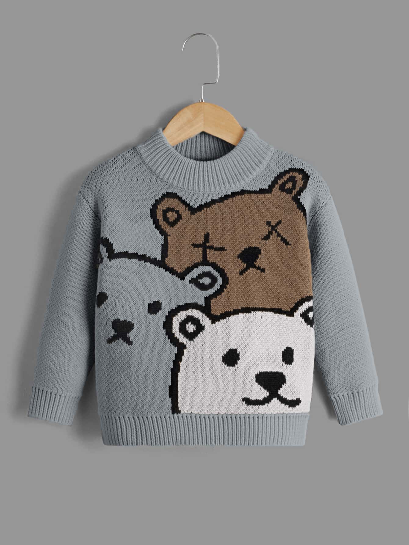 Toddler Boys Bear Pattern Jumper - Grey - View 1