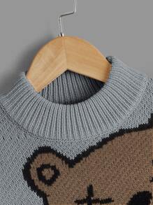 Toddler Boys Bear Pattern Jumper - Grey - View 4