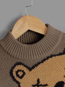 Toddler Boys Bear Pattern Jumper - Brown - View 4
