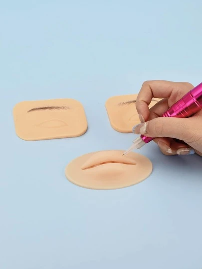 Bộ 3 mô hình da silicon 3D dùng để xăm lông mày và môi, dễ dàng tô màu.