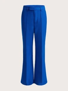 BizChic High Waist Seam Detail Slant Pockets Pants Workwear - Royal Blue - View 4