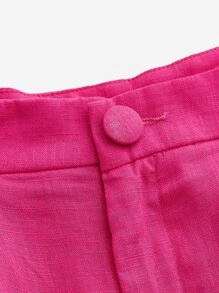 SHEIN Privé Đan chéo phía sau Cắt chóp Cami & Chi tiết nếp Quần Trang phục làm việc - Màu Hồng Tươi - Xem 9