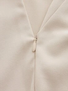 BizChic Lace Up Back Asymmetrical Tube Top & Seam Front Trousers Set - Beige - View 8