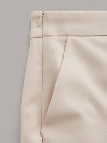 BizChic Lace Up Back Asymmetrical Tube Top & Seam Front Trousers Set - Beige - View 10