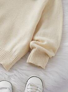 Niñitas Jersey con bordado floral ribete con fruncido - Beis - Ver 4