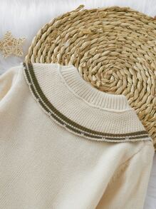 Niñitas Jersey con bordado floral ribete con fruncido - Beis - Ver 8