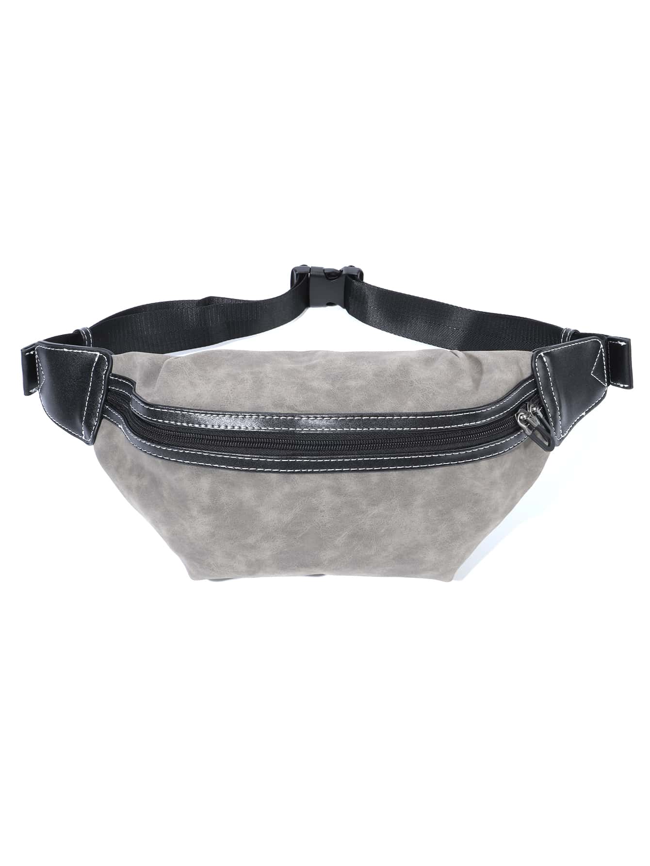 Men Zip Front Waist Bag - Grey - View 1