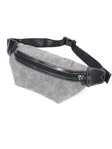 Men Zip Front Waist Bag - Grey - View 5